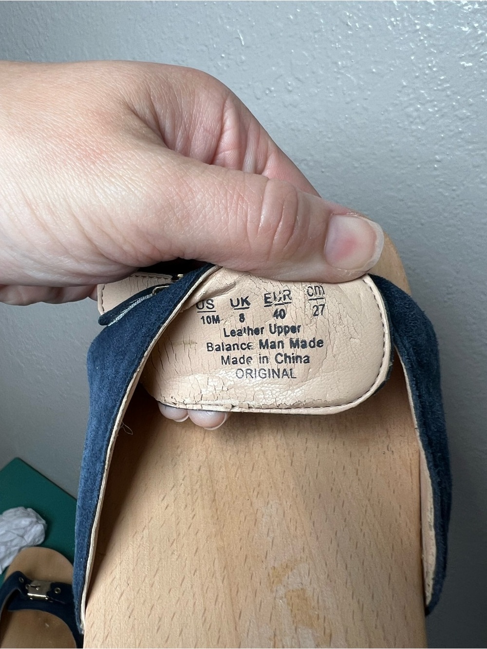 Dr Scholls Navy Suede Wooden Slide Ssndals - Picture 10 of 12